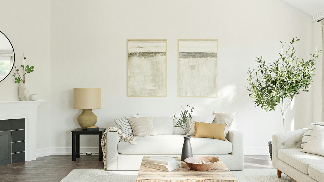 Living room with seating and a fireplace